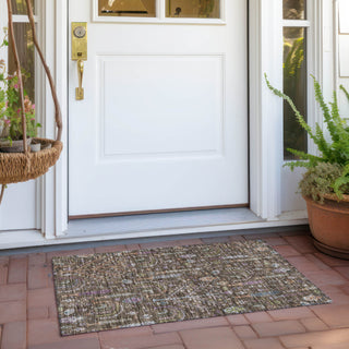 Piper Looms Chantille Floral ACN1152 Brown Machine Washable Area Rug Scatter Outdoor Lifestyle Image Feature