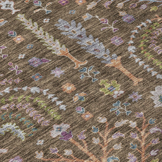 Piper Looms Chantille Floral ACN1152 Brown Machine Washable Area Rug Swatch Image