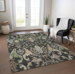 Piper Looms Chantille Global ACN1153 Black Machine Washable Area Rug Lifestyle Image Feature