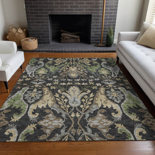 Piper Looms Chantille Global ACN1153 Black Machine Washable Area Rug Lifestyle Image Feature