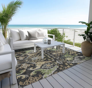 Piper Looms Chantille Global ACN1153 Black Machine Washable Area Rug Outdoor Lifestyle Image Feature
