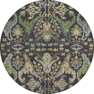 Piper Looms Chantille Global ACN1153 Black Machine Washable Area Rug Round Main Image