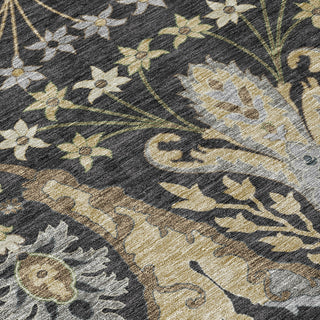 Piper Looms Chantille Global ACN1153 Black Machine Washable Area Rug Swatch Image