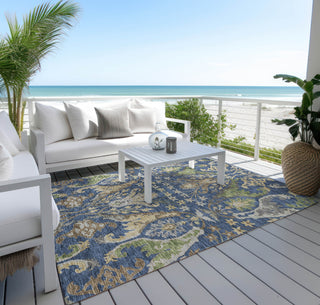 Piper Looms Chantille Global ACN1153 Navy Machine Washable Area Rug Outdoor Lifestyle Image Feature
