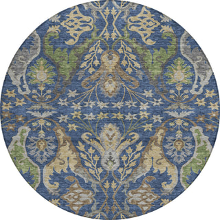 Piper Looms Chantille Global ACN1153 Navy Machine Washable Area Rug Round Main Image