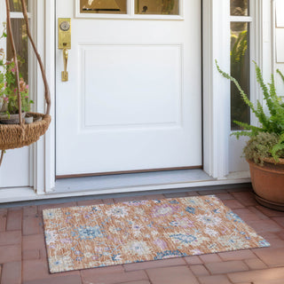 Piper Looms Chantille Global ACN1154 Orange Machine Washable Area Rug Scatter Outdoor Lifestyle Image Feature