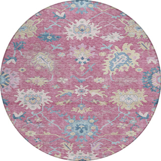 Piper Looms Chantille Global ACN1154 Pink Machine Washable Area Rug Round Main Image