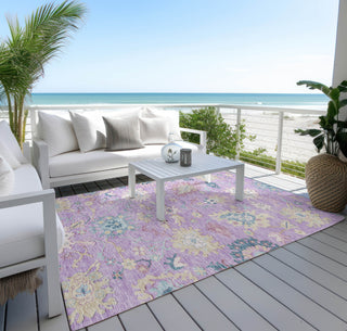 Piper Looms Chantille Global ACN1154 Purple Machine Washable Area Rug Outdoor Lifestyle Image Feature
