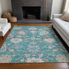 Piper Looms Chantille Global ACN1154 Teal Machine Washable Area Rug Lifestyle Image Feature