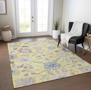 Piper Looms Chantille Global ACN1154 Yellow Machine Washable Area Rug Lifestyle Image Feature