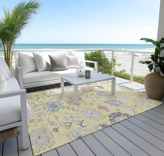 Piper Looms Chantille Global ACN1154 Yellow Machine Washable Area Rug Outdoor Lifestyle Image Feature