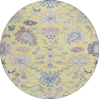Piper Looms Chantille Global ACN1154 Yellow Machine Washable Area Rug Round Main Image