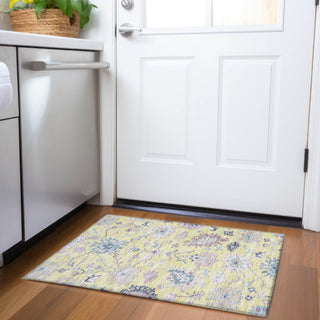 Piper Looms Chantille Global ACN1154 Yellow Machine Washable Area Rug Scatter Lifestyle Image Feature
