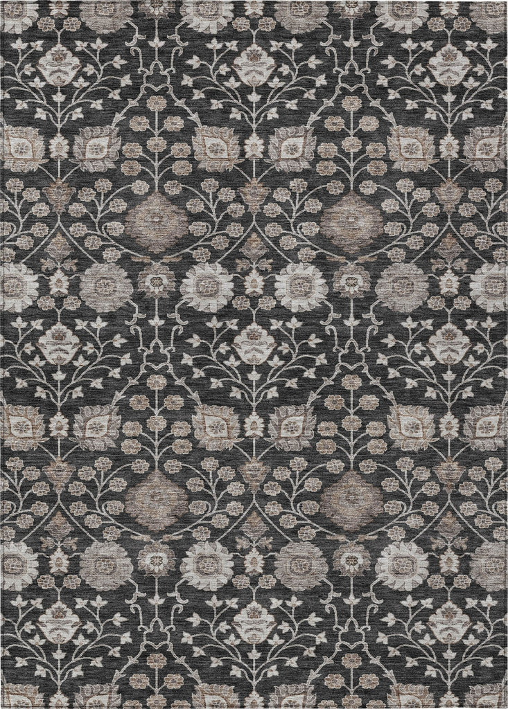 Piper Looms Chantille Floral ACN1155 Black Machine Washable Area Rug main image