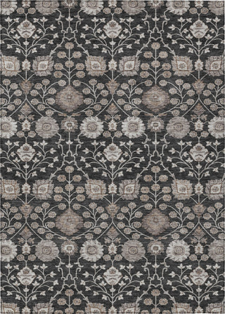 Piper Looms Chantille Floral ACN1155 Black Machine Washable Area Rug main image