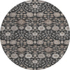 Piper Looms Chantille Floral ACN1155 Black Machine Washable Area Rug Round Main Image