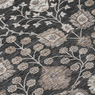 Piper Looms Chantille Floral ACN1155 Black Machine Washable Area Rug Swatch Image
