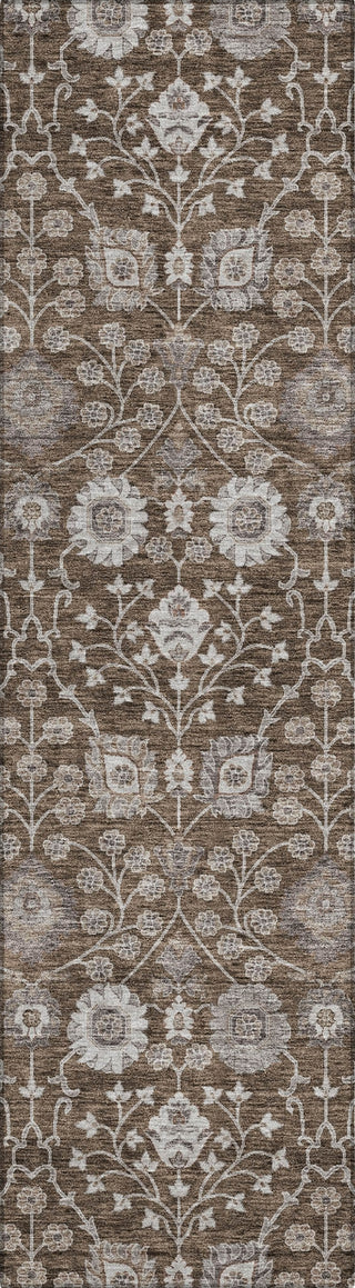 Piper Looms Chantille Floral ACN1155 Chocolate Machine Washable Area Rug Runner Main Image