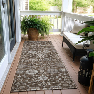Piper Looms Chantille Floral ACN1155 Chocolate Machine Washable Area Rug Runner Outdoor Lifestyle Image Feature
