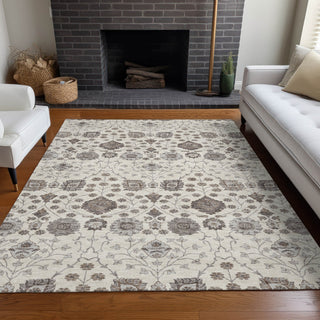 Piper Looms Chantille Floral ACN1155 Ivory Machine Washable Area Rug Lifestyle Image Feature