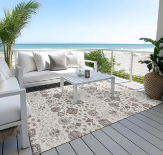 Piper Looms Chantille Floral ACN1155 Ivory Machine Washable Area Rug Outdoor Lifestyle Image Feature