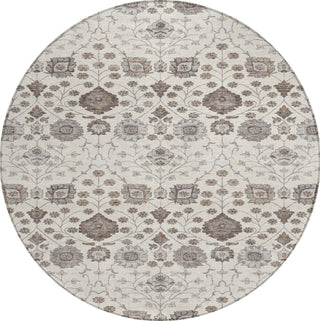 Piper Looms Chantille Floral ACN1155 Ivory Machine Washable Area Rug Round Main Image