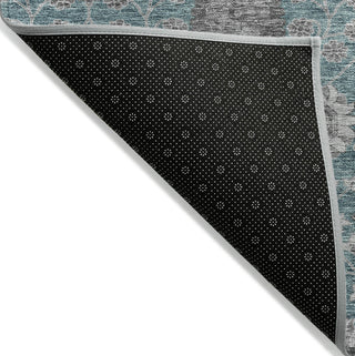 Piper Looms Chantille Floral ACN1155 Teal Machine Washable Area Rug Backing Image