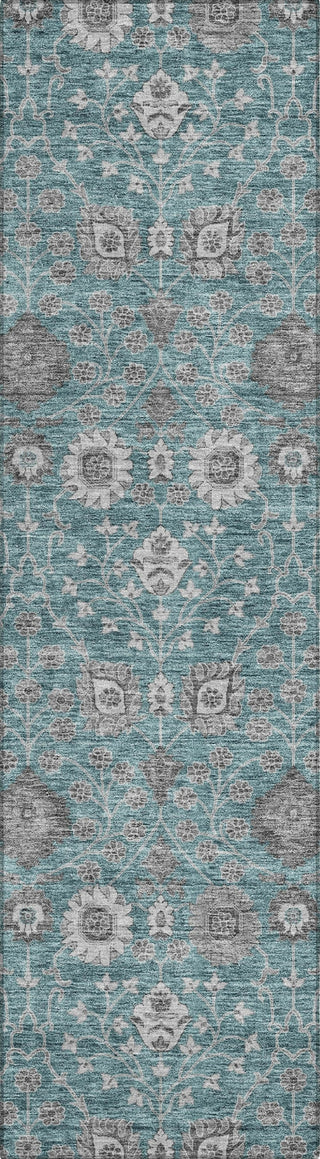 Piper Looms Chantille Floral ACN1155 Teal Machine Washable Area Rug Runner Main Image