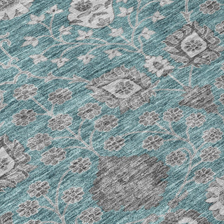 Piper Looms Chantille Floral ACN1155 Teal Machine Washable Area Rug Swatch Image