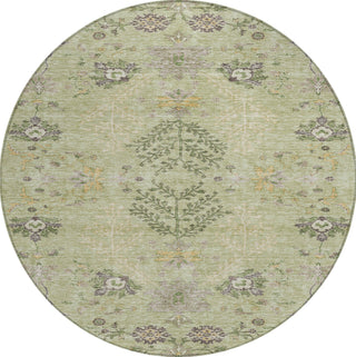 Piper Looms Chantille Floral ACN1156 Aloe Machine Washable Area Rug Round Main Image