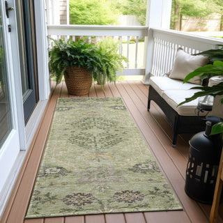 Piper Looms Chantille Floral ACN1156 Aloe Machine Washable Area Rug Runner Outdoor Lifestyle Image Feature