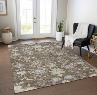Piper Looms Chantille Floral ACN1156 Brown Machine Washable Area Rug Lifestyle Image Feature