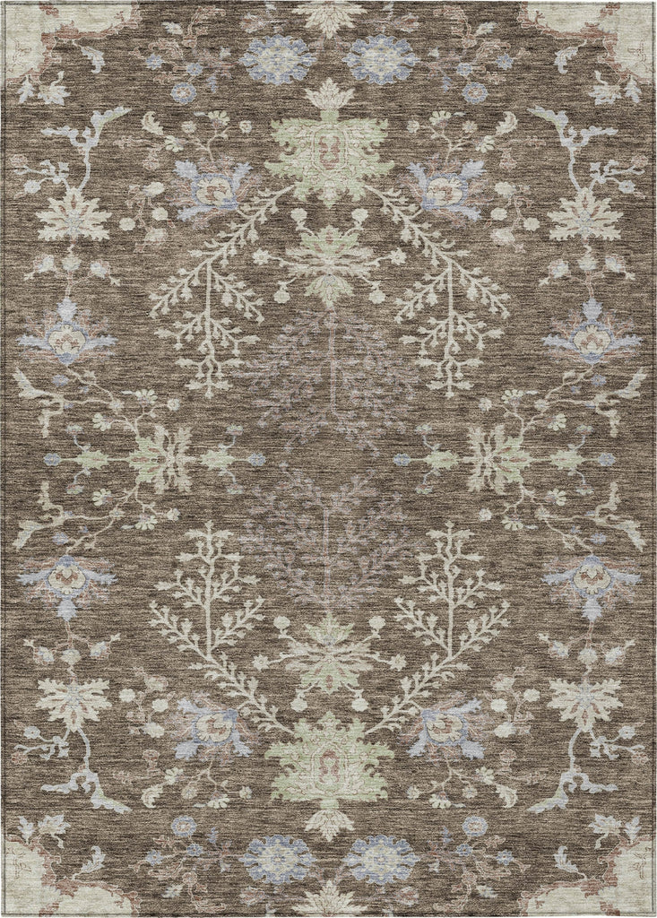 Piper Looms Chantille Floral ACN1156 Brown Machine Washable Area Rug main image