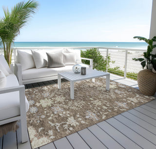 Piper Looms Chantille Floral ACN1156 Brown Machine Washable Area Rug Outdoor Lifestyle Image Feature