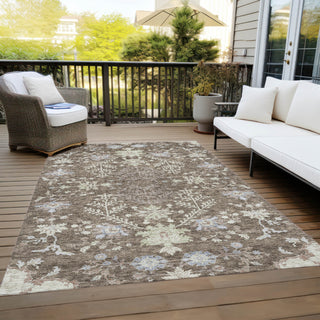 Piper Looms Chantille Floral ACN1156 Brown Machine Washable Area Rug Outdoor Lifestyle Image Feature