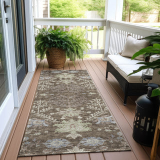 Piper Looms Chantille Floral ACN1156 Brown Machine Washable Area Rug Runner Outdoor Lifestyle Image Feature