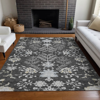 Piper Looms Chantille Floral ACN1156 Charcoal Machine Washable Area Rug Lifestyle Image Feature
