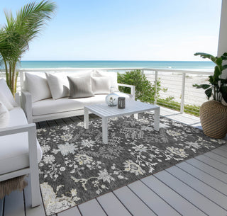 Piper Looms Chantille Floral ACN1156 Charcoal Machine Washable Area Rug Outdoor Lifestyle Image Feature