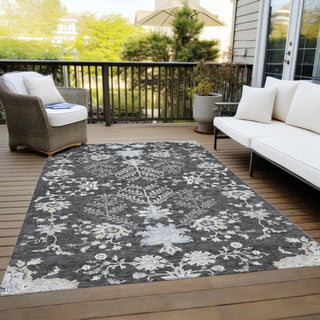 Piper Looms Chantille Floral ACN1156 Charcoal Machine Washable Area Rug Outdoor Lifestyle Image Feature