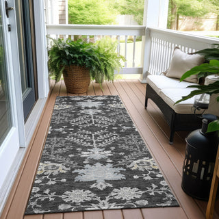 Piper Looms Chantille Floral ACN1156 Charcoal Machine Washable Area Rug Runner Outdoor Lifestyle Image Feature