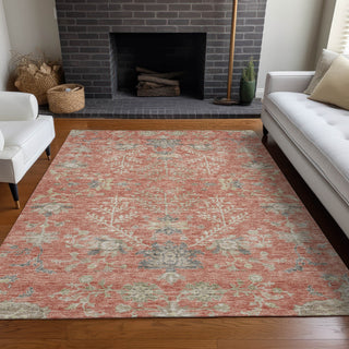 Piper Looms Chantille Floral ACN1156 Coral Machine Washable Area Rug Lifestyle Image Feature