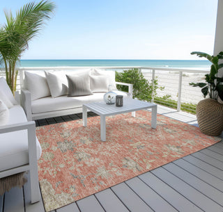 Piper Looms Chantille Floral ACN1156 Coral Machine Washable Area Rug Outdoor Lifestyle Image Feature