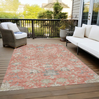 Piper Looms Chantille Floral ACN1156 Coral Machine Washable Area Rug Outdoor Lifestyle Image Feature