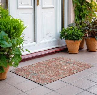 Piper Looms Chantille Floral ACN1156 Coral Machine Washable Area Rug Scatter Outdoor Lifestyle Image Feature