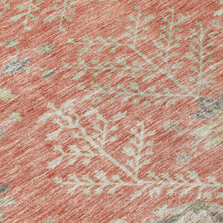 Piper Looms Chantille Floral ACN1156 Coral Machine Washable Area Rug Swatch Image