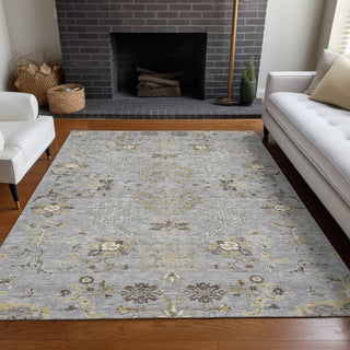 Piper Looms Chantille Floral ACN1156 Gray Machine Washable Area Rug Lifestyle Image Feature