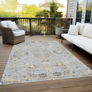 Piper Looms Chantille Floral ACN1156 Gray Machine Washable Area Rug Outdoor Lifestyle Image Feature