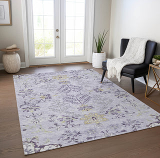 Piper Looms Chantille Floral ACN1156 Lavender Machine Washable Area Rug Lifestyle Image Feature