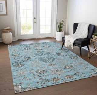 Piper Looms Chantille Floral ACN1156 Sky Machine Washable Area Rug Lifestyle Image Feature