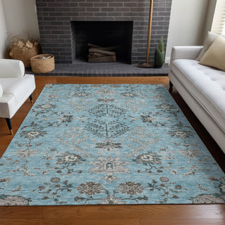 Piper Looms Chantille Floral ACN1156 Sky Machine Washable Area Rug Lifestyle Image Feature